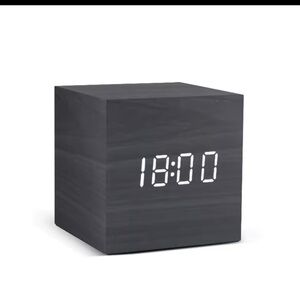 Black Wooden Cube LED Clock